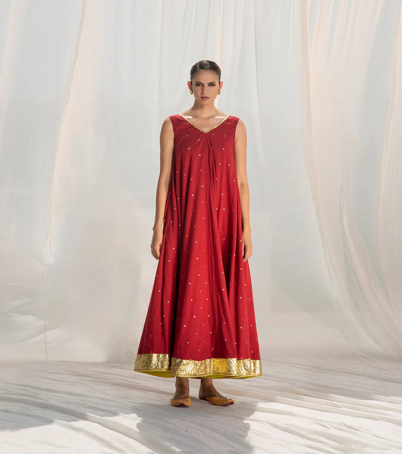 Sangria Flared Maxi Indo-Western Wear by Khara Kapas for women in Singapore