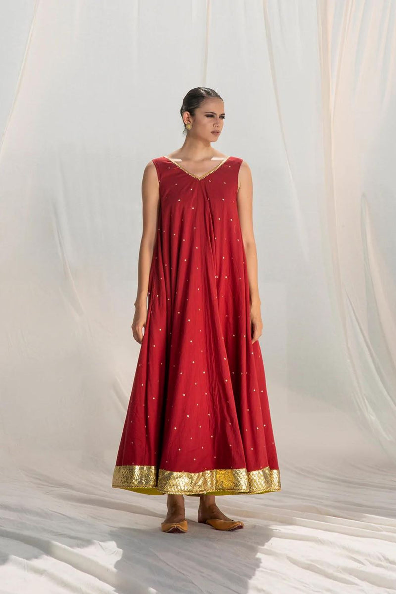Sangria Flared Maxi Indo-Western Wear by Khara Kapas for women in Singapore