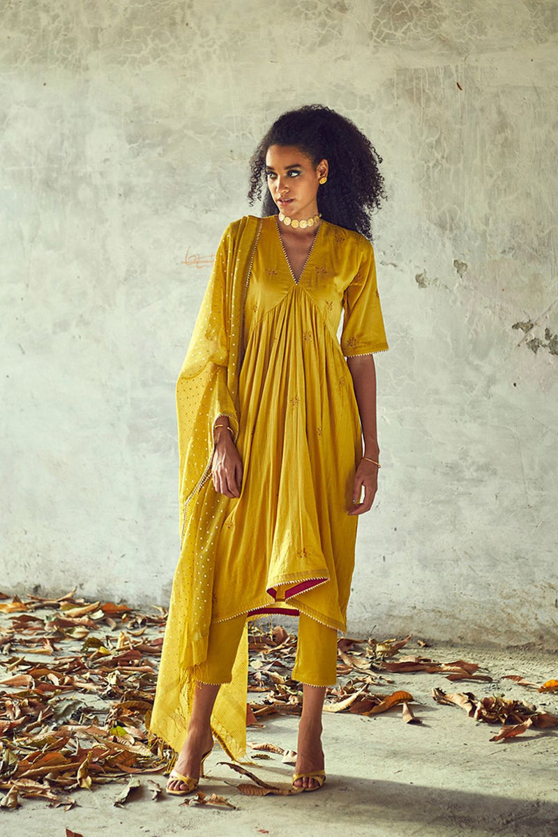 Sarson Poshak (Set of 3) Kurta Sets by Khara Kapas for women in Singapore