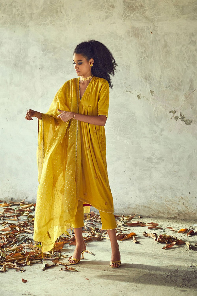 Sarson Poshak (Set of 3) Kurta Sets by Khara Kapas for women in Singapore
