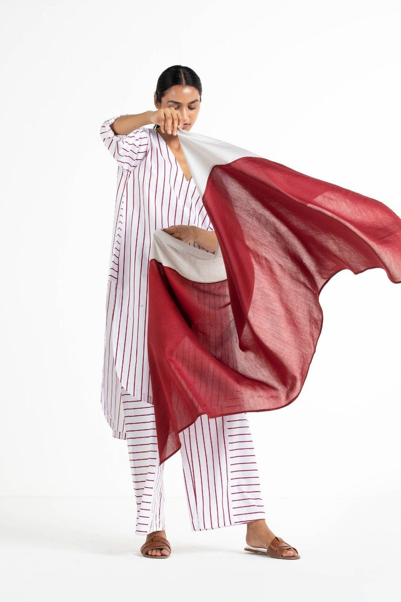 Scarf Crimson Red linen Scarves & Stoles by THREE for women in Singapore