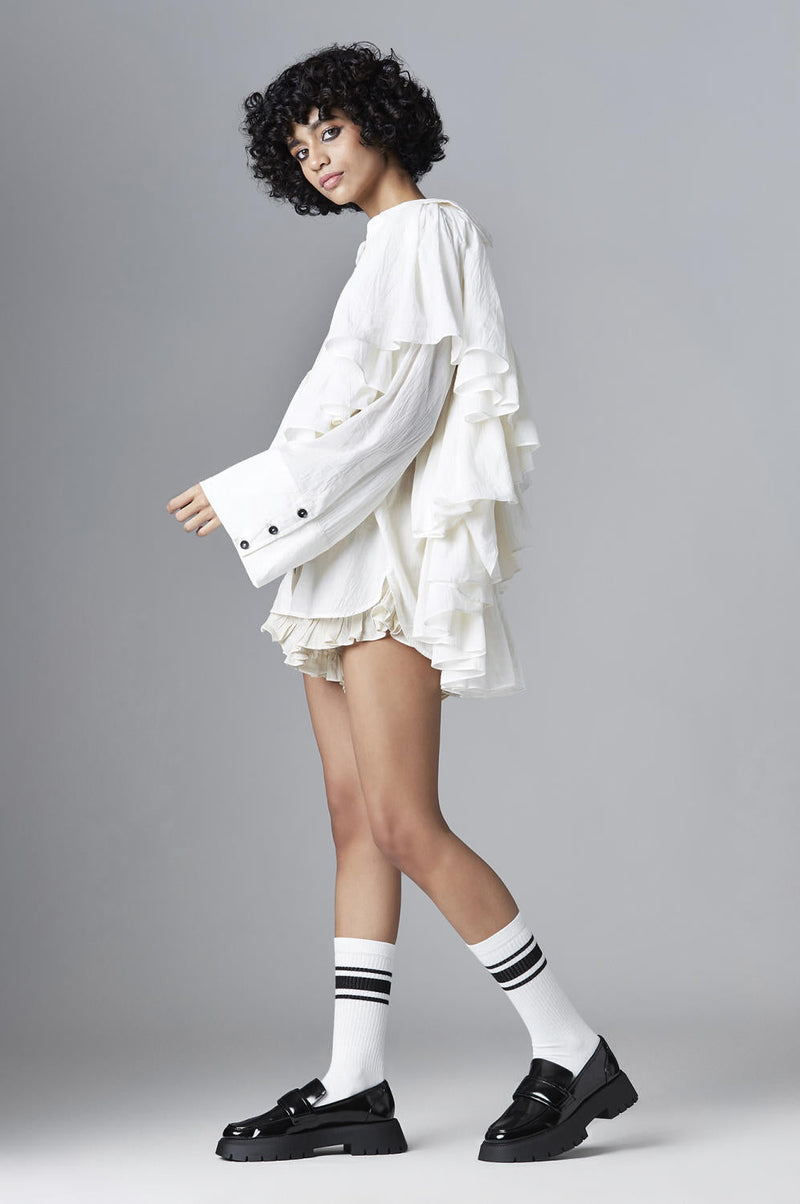 Selene Shirt Top & Tunics by Chola in white color for women in Singapore
