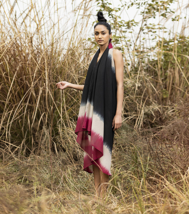 Shadows in the Woods Dress by Khara Kapas in black for women in Singapore