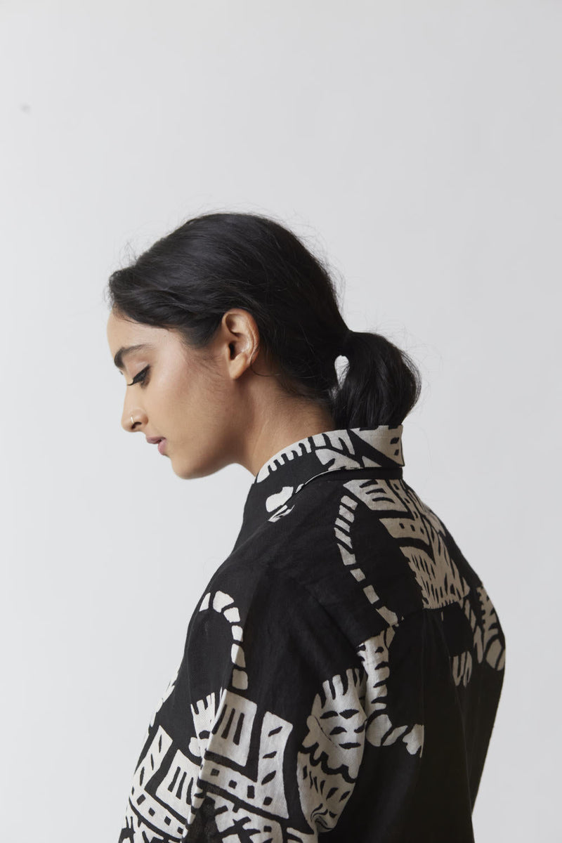 SHER CO-ORD (BLACK) linen Co-ord Set by Yam for women in Singapore