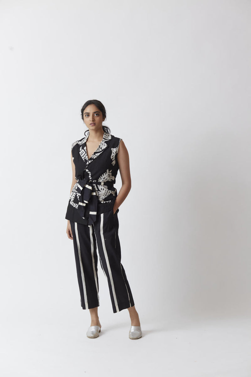 SHER JACKET SET (BLACK) linen Co-ord Set by Yam for women in Singapore