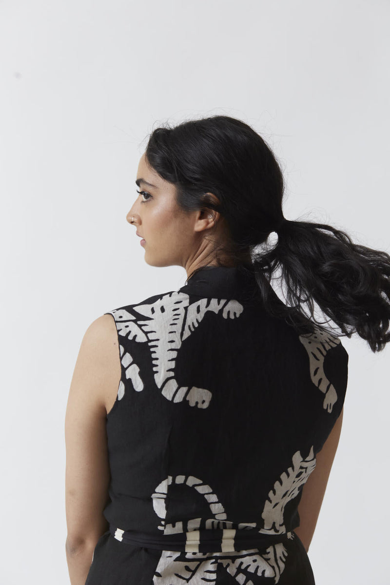 SHER JACKET SET (BLACK) linen Co-ord Set by Yam for women in Singapore