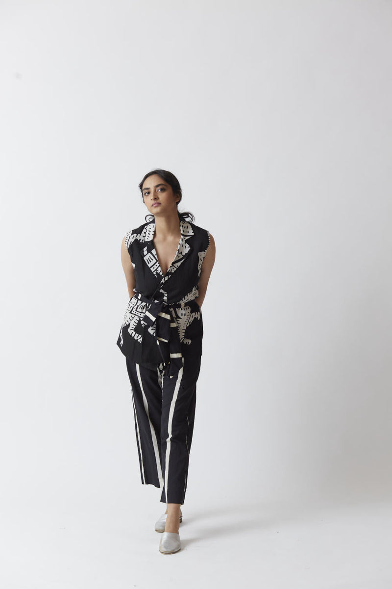 SHER JACKET SET (BLACK) linen Co-ord Set by Yam for women in Singapore