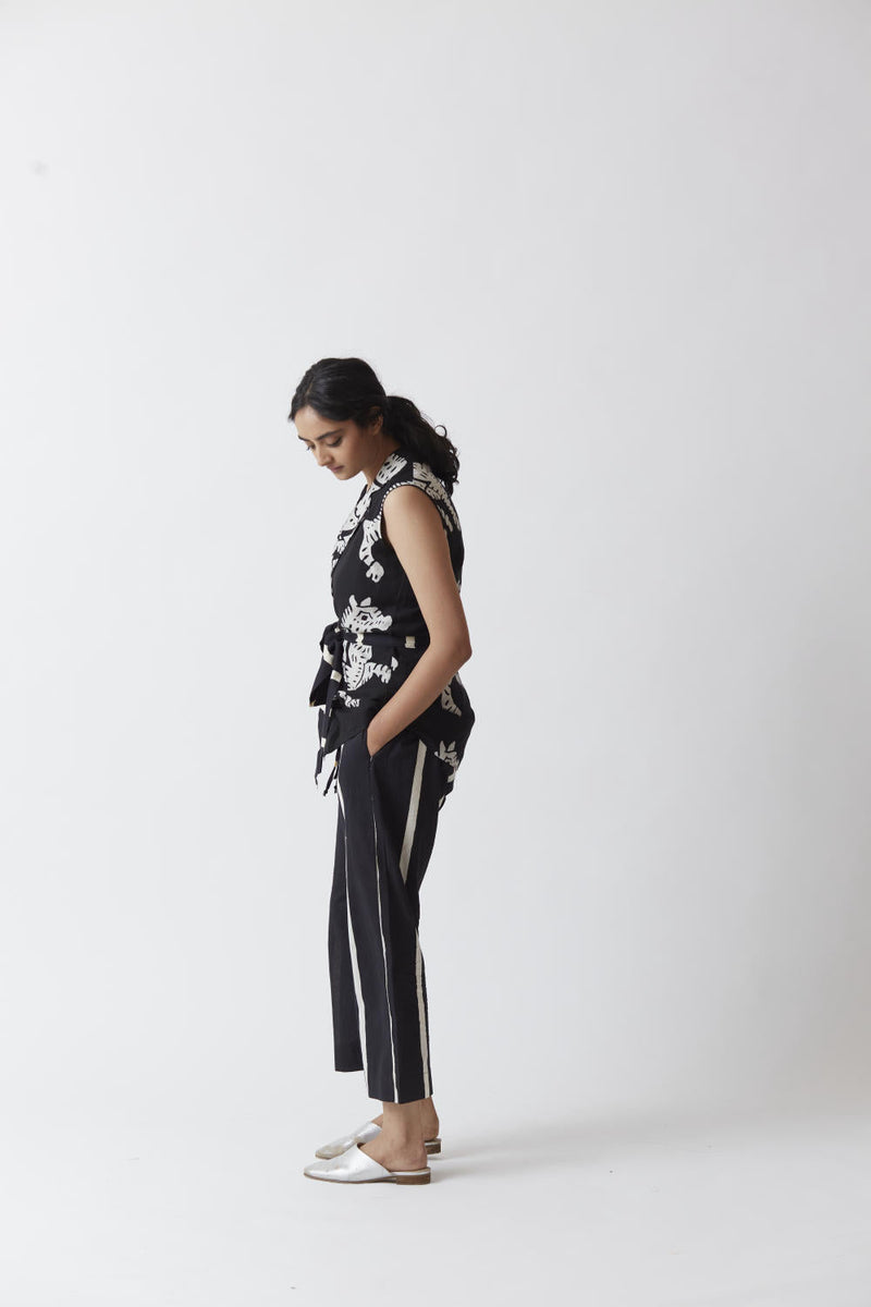 SHER JACKET SET (BLACK) linen Co-ord Set by Yam for women in Singapore