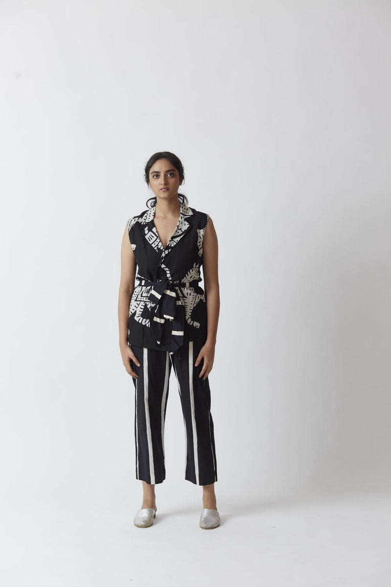 SHER JACKET SET (BLACK) linen Co-ord Set by Yam for women in Singapore