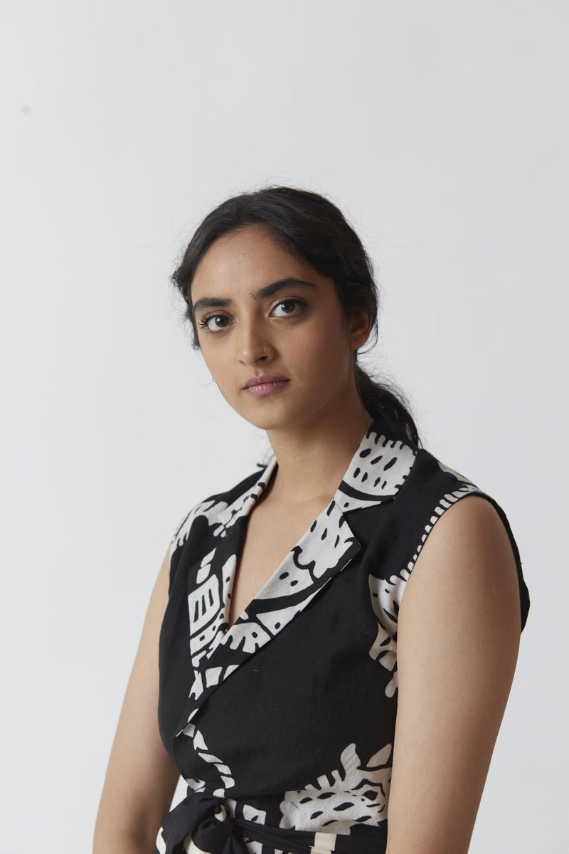 SHER JACKET SET (BLACK) linen Co-ord Set by Yam for women in Singapore