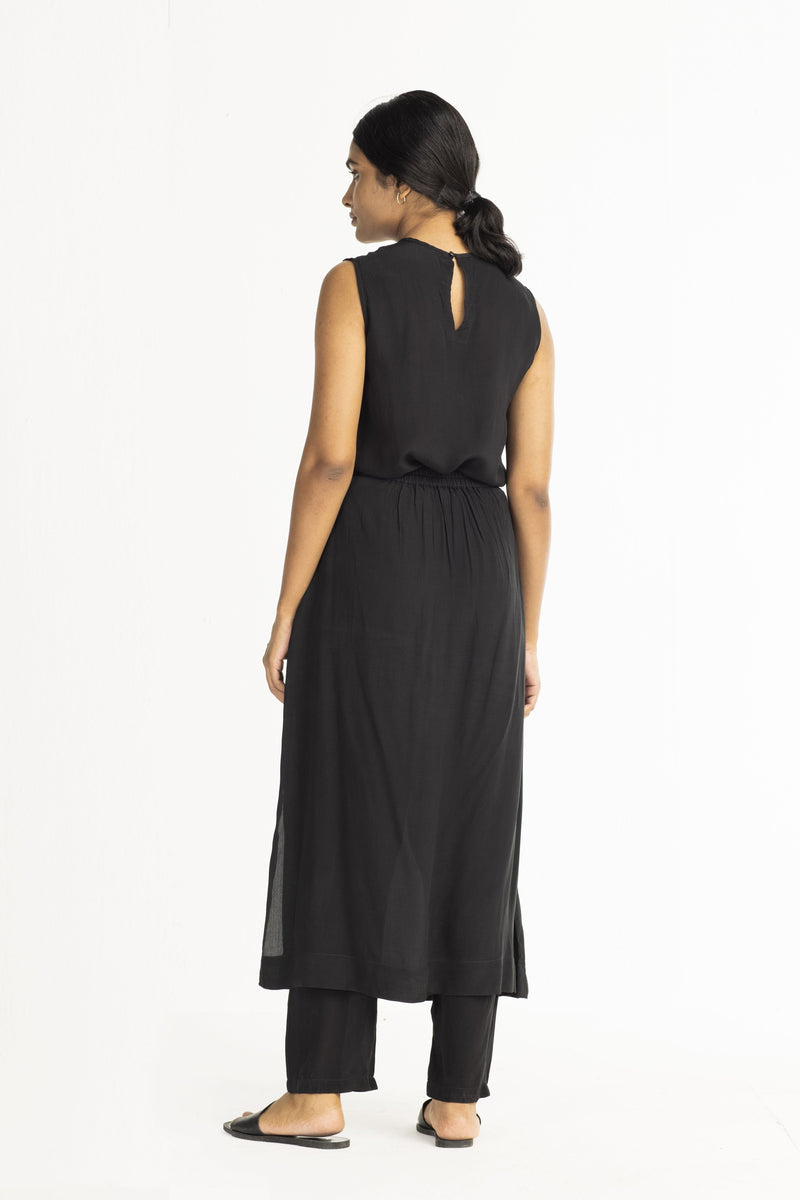Short Round Top - Black linen Top & Tunics by THREE for women in Singapore