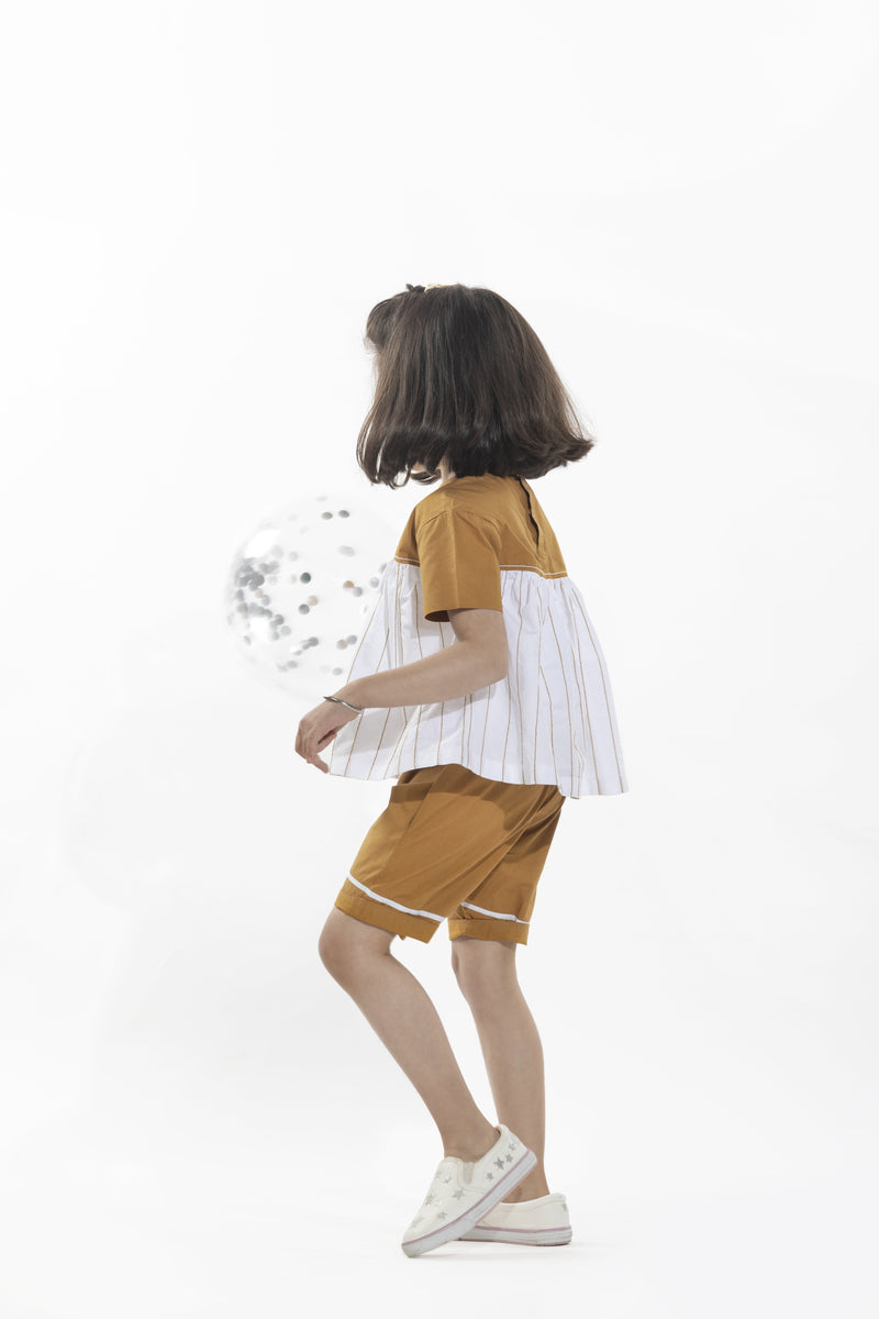 SHORTS- MUSTARD Bottoms by THREE Kids for kids in Singapore