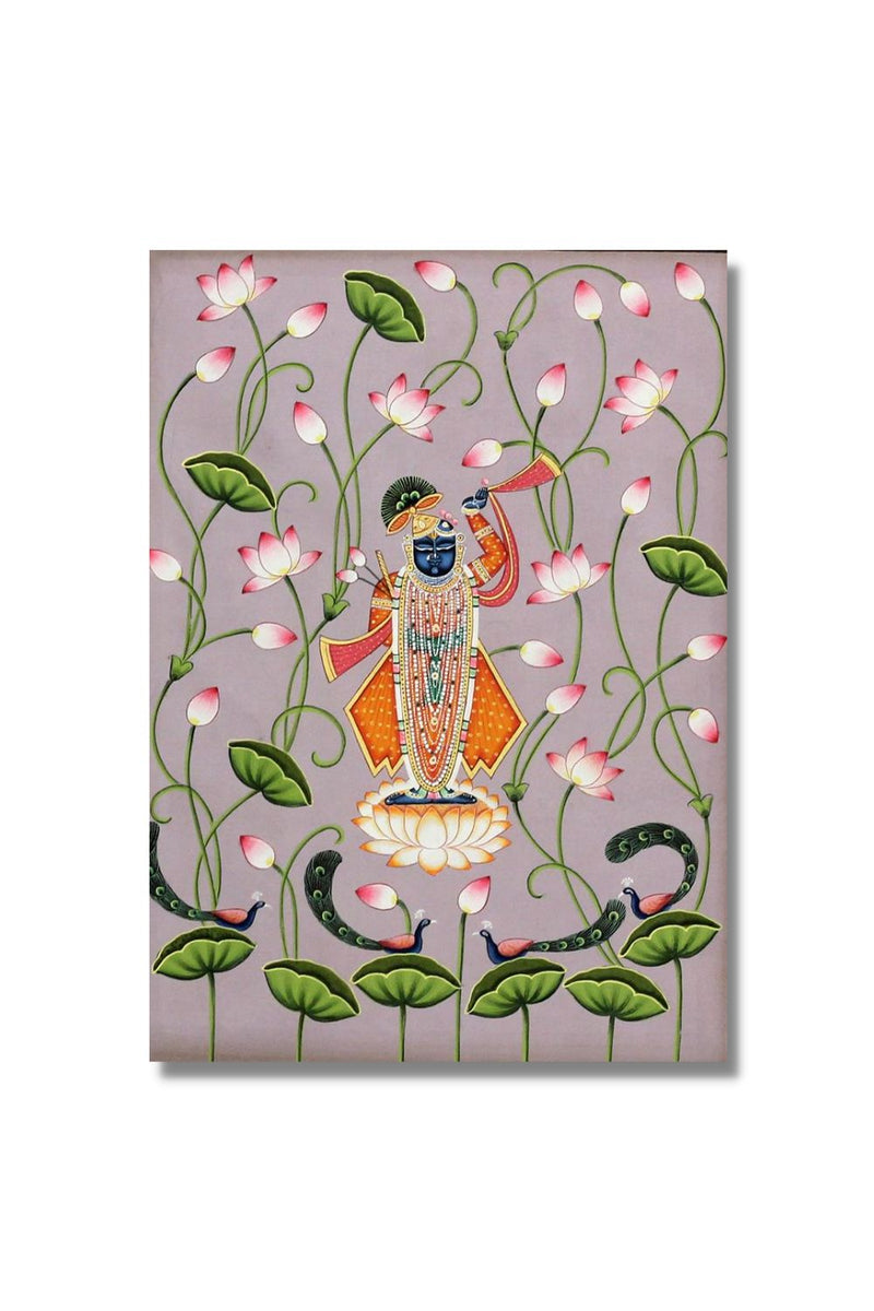 Shrinathji in lotus Pichwai Painting - 2 Art Sushil Soni