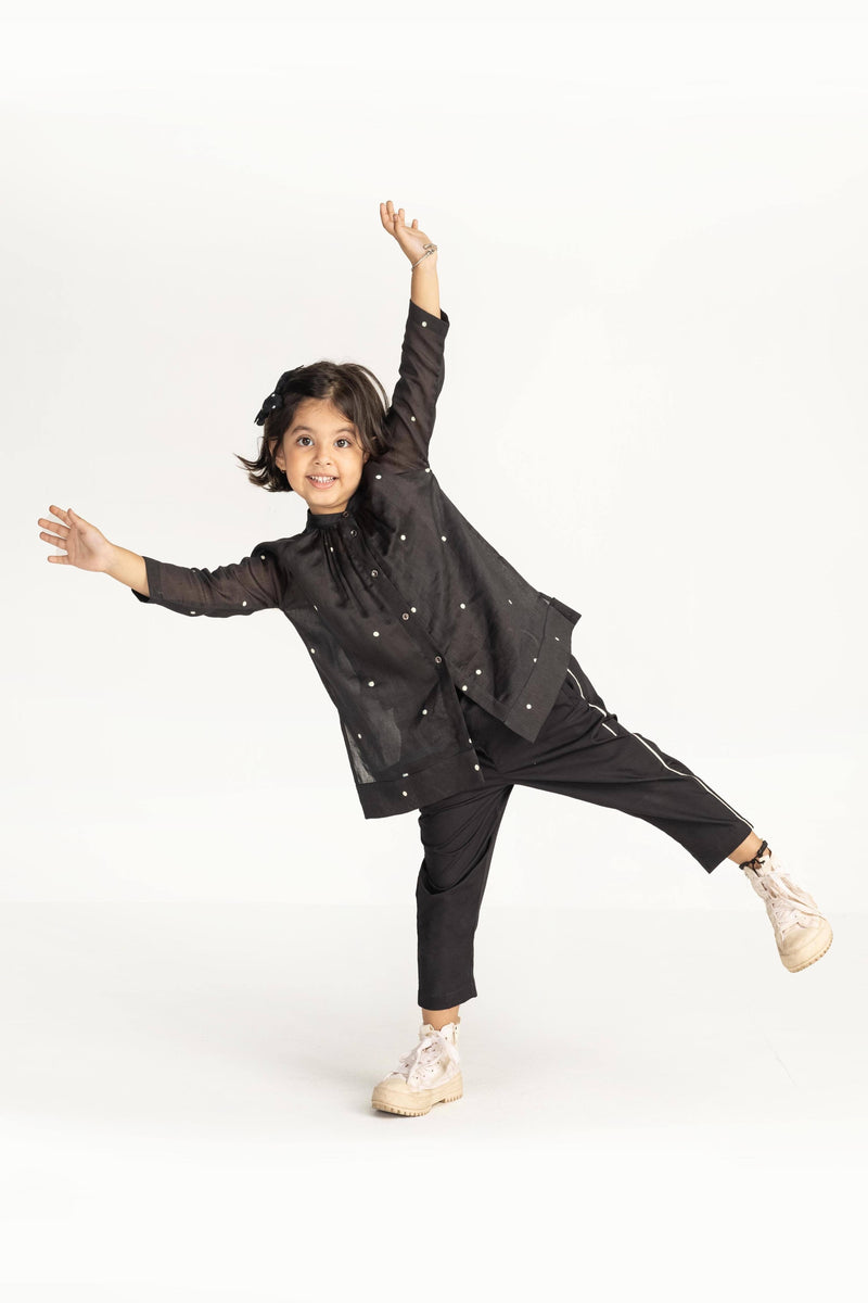 Side Stripe Pant- Black Bottoms by THREE Kids for kids in Singapore