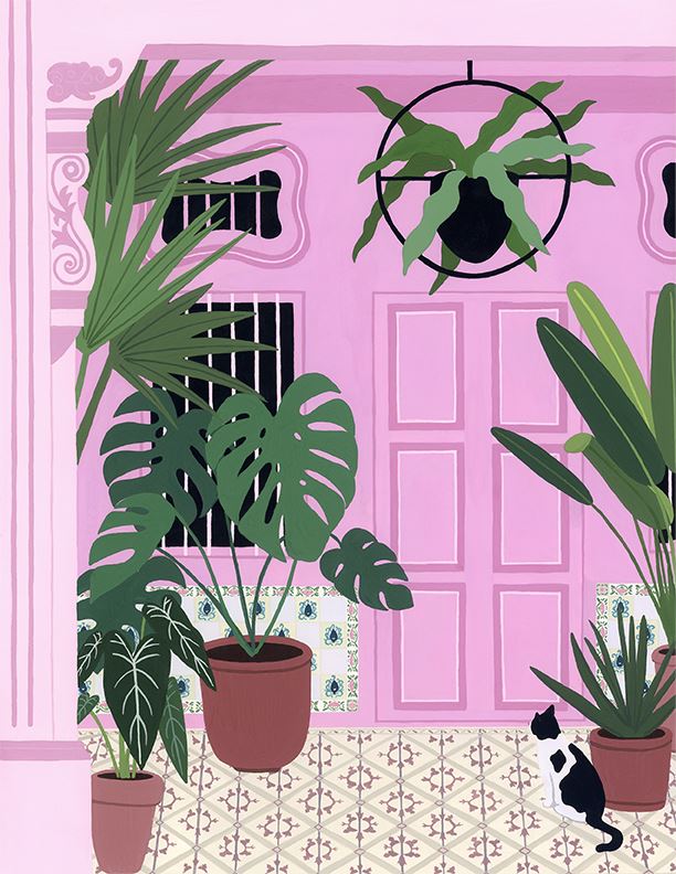 Singapore Shophouse Pink Fine Art Print Art Em+Co Art