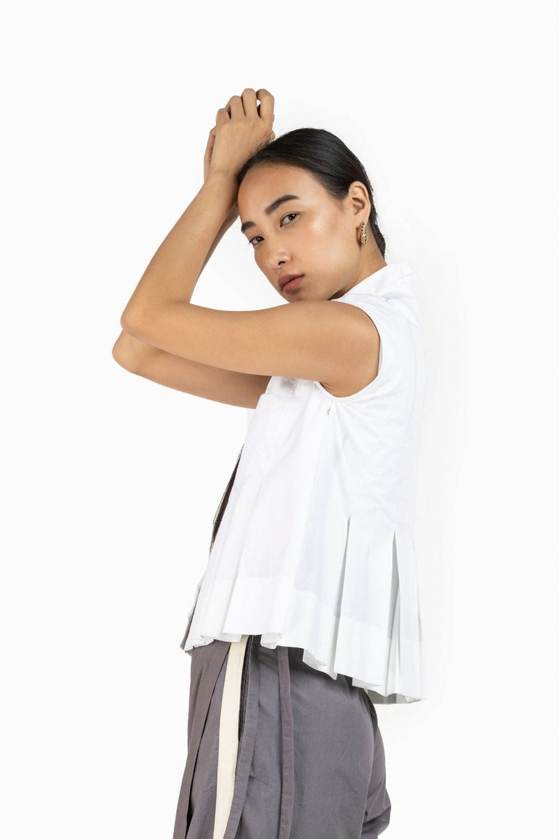 Sleeveless Pleat Top Co-ord Co-ord Set,Bottoms,Top & Tunics by THREE for women in Singapore