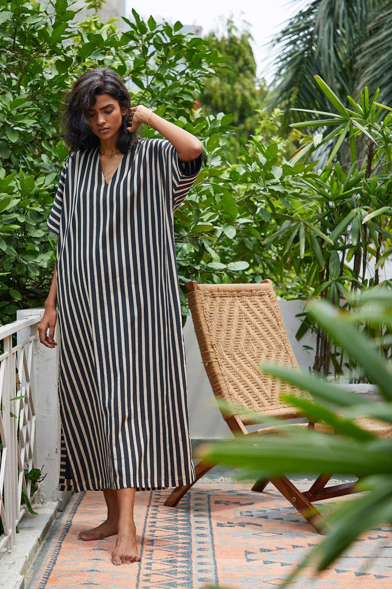 Smoke Kaftan Lounge Wear by Khara Kapas for women in Singapore