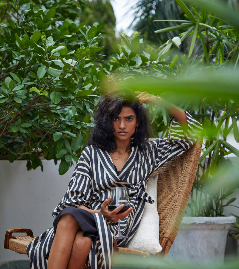 Smoke Overlay Robe Lounge Wear by Khara Kapas for women in Singapore