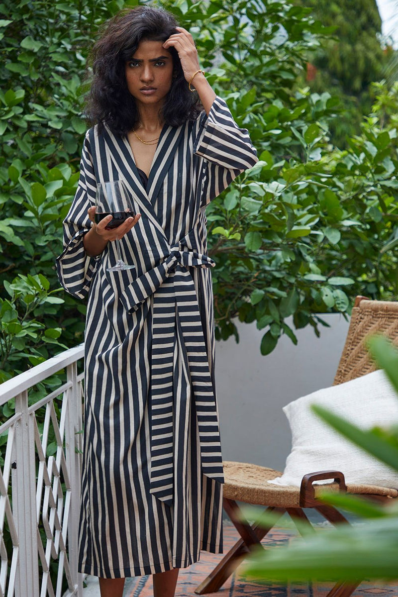 Smoke Overlay Robe Lounge Wear by Khara Kapas for women in Singapore
