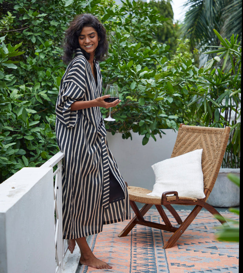 Smoke Overlay Robe Lounge Wear by Khara Kapas for women in Singapore