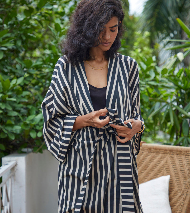 Smoke Overlay Robe Lounge Wear by Khara Kapas for women in Singapore