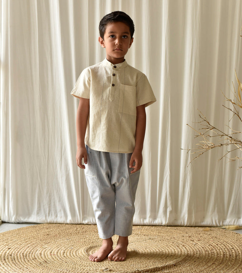 Stone Blue Pants Bottoms by Khara Kapas Kids for kids in Singapore