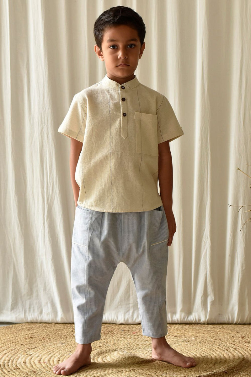 Stone Blue Pants Bottoms by Khara Kapas Kids for kids in Singapore