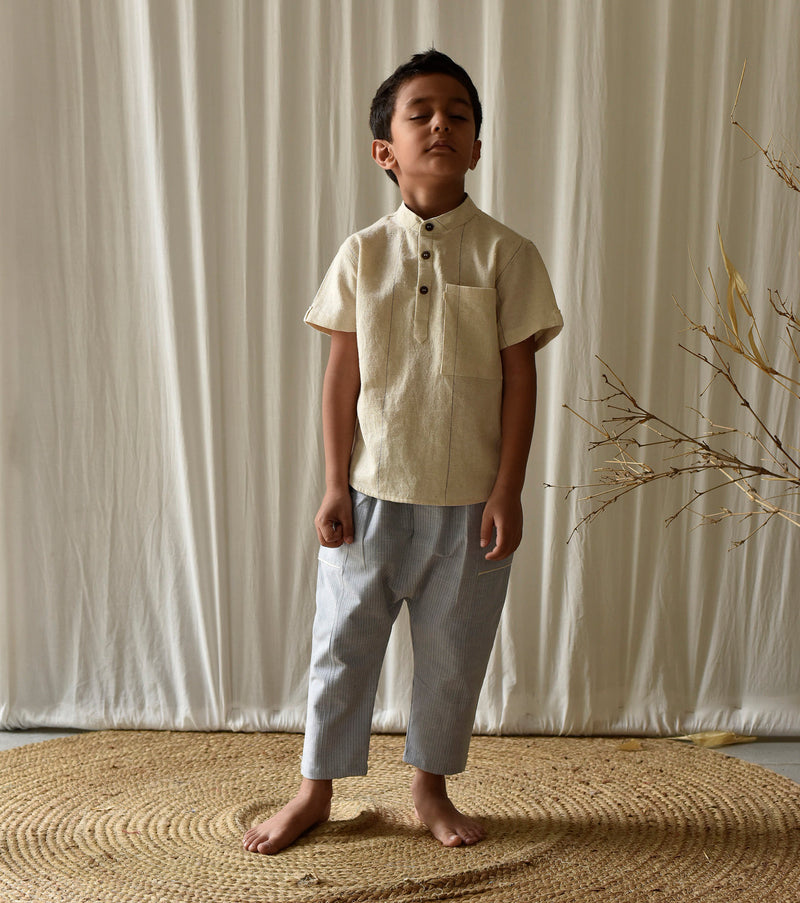 Stone Blue Pants Bottoms by Khara Kapas Kids for kids in Singapore