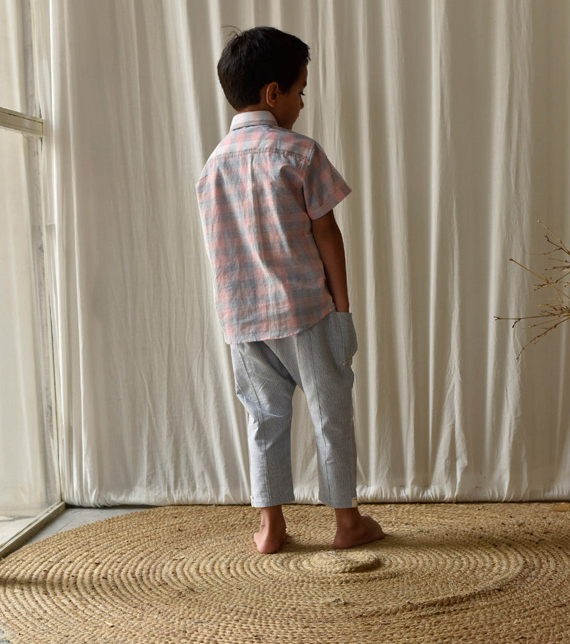 Stone Blue Pants Bottoms by Khara Kapas Kids for kids in Singapore