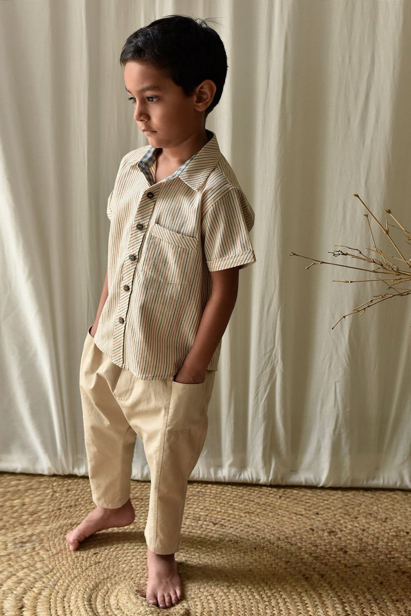 Stripe All Day Shirt by Khara Kapas Kids for kids in Singapore
