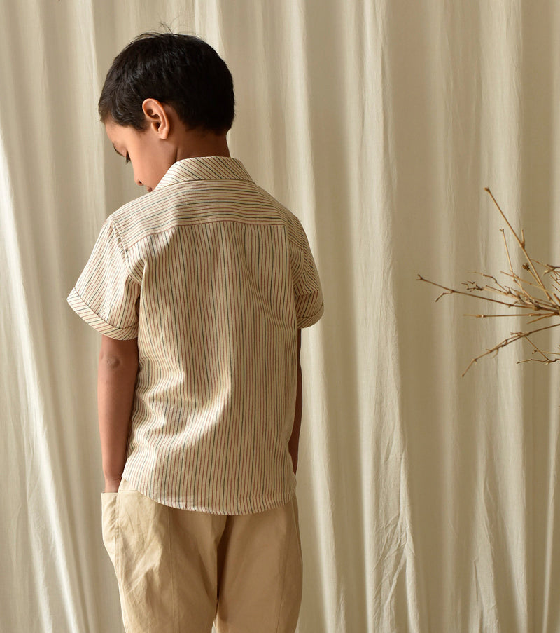 Stripe All Day Shirt by Khara Kapas Kids for kids in Singapore