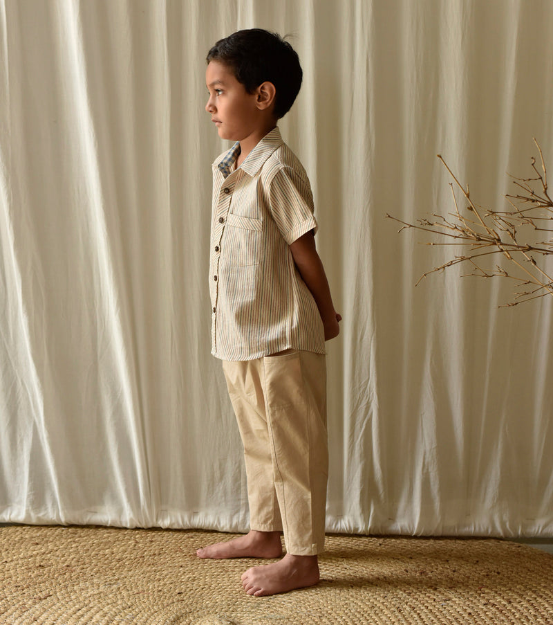 Stripe All Day Shirt by Khara Kapas Kids for kids in Singapore