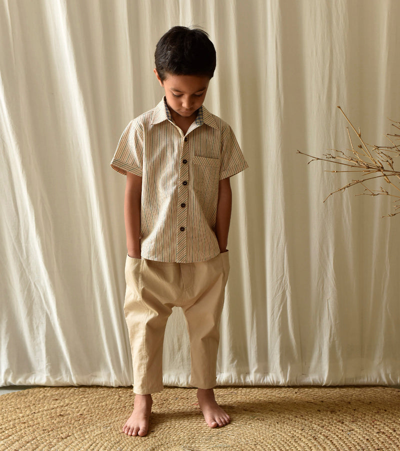 Stripe All Day Shirt by Khara Kapas Kids for kids in Singapore