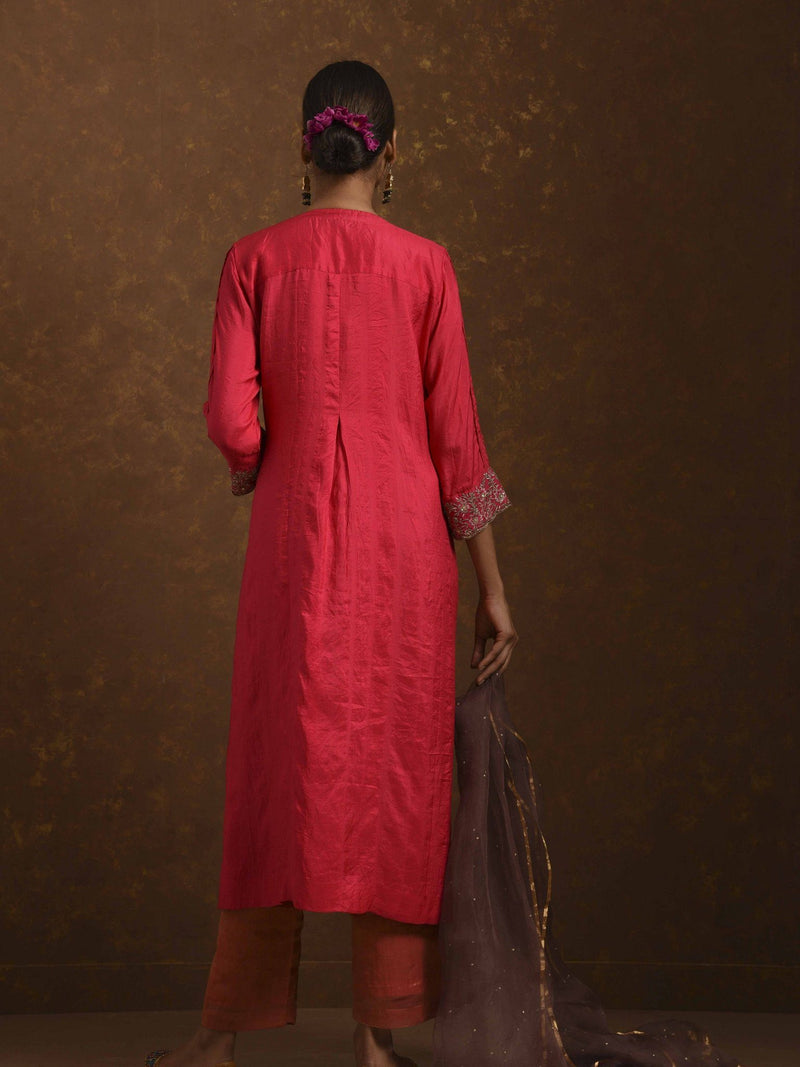Surkh Coral-Red-Mocha Kurta Set Fashion Priti Prashant 