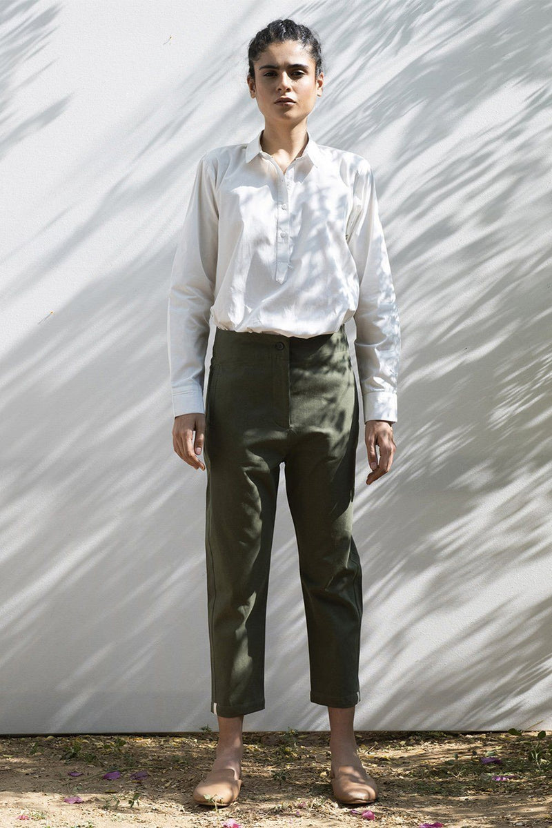 Sycamore Cropped Trousers Bottoms by Khara Kapas for women in Singapore