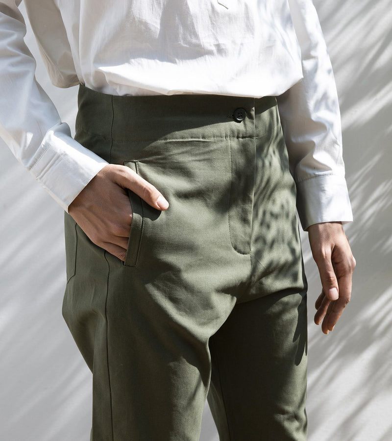 Sycamore Cropped Trousers Bottoms by Khara Kapas for women in Singapore