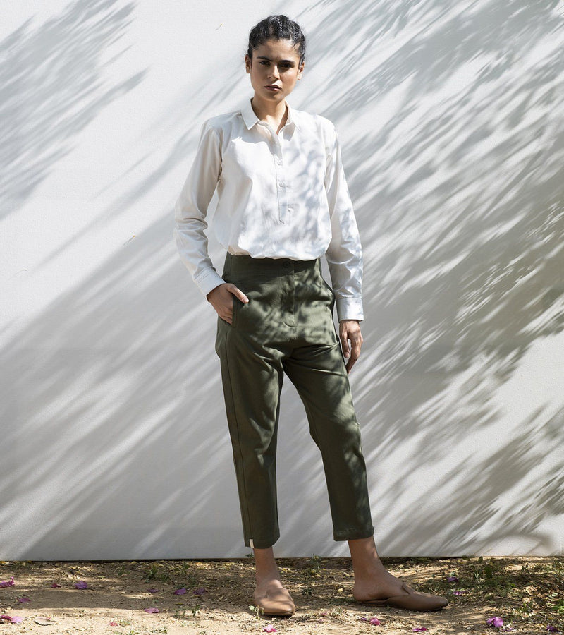 Sycamore Cropped Trousers Bottoms by Khara Kapas for women in Singapore
