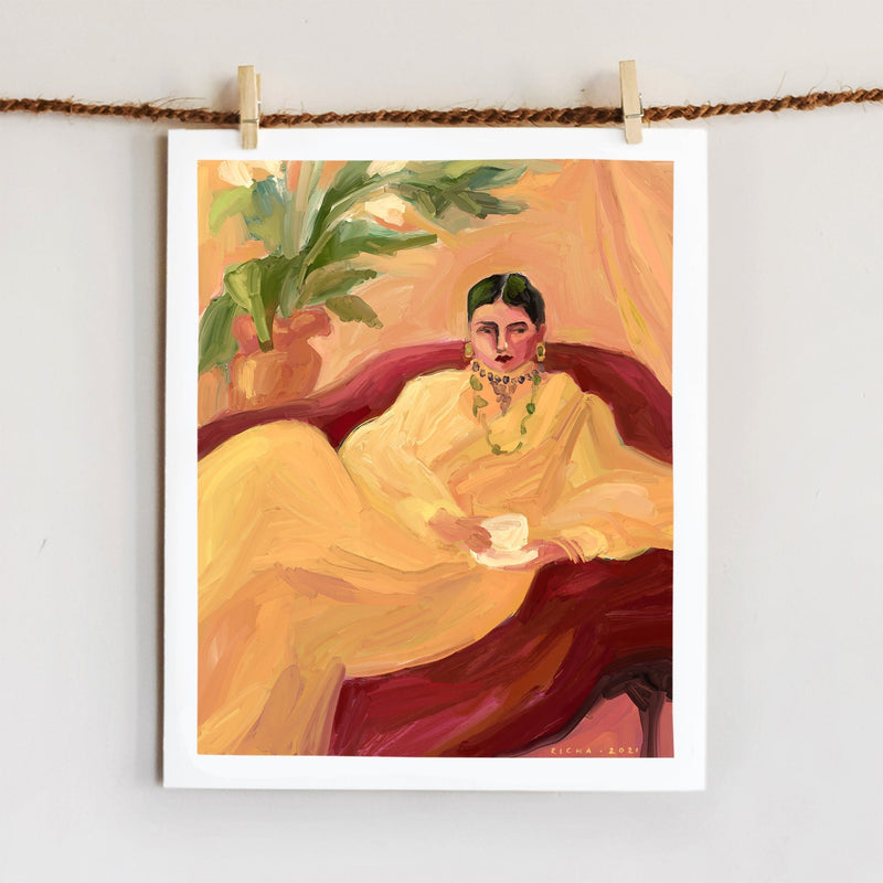 Tea on the Red Sofa Art Richa Kashelkar