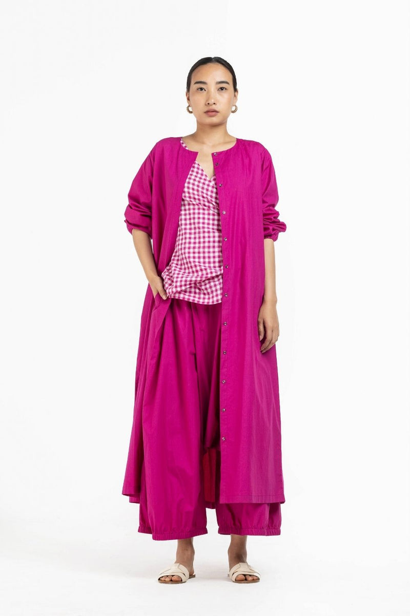 Tie Top Hot Pink Check Co-ord Co-ord Set,Bottoms,Top & Tunics by THREE for women in Singapore