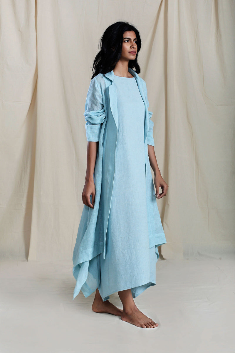Trench Koza Aakaar Blue Jacket linen Jackets & Overlays by Mati for women in Singapore