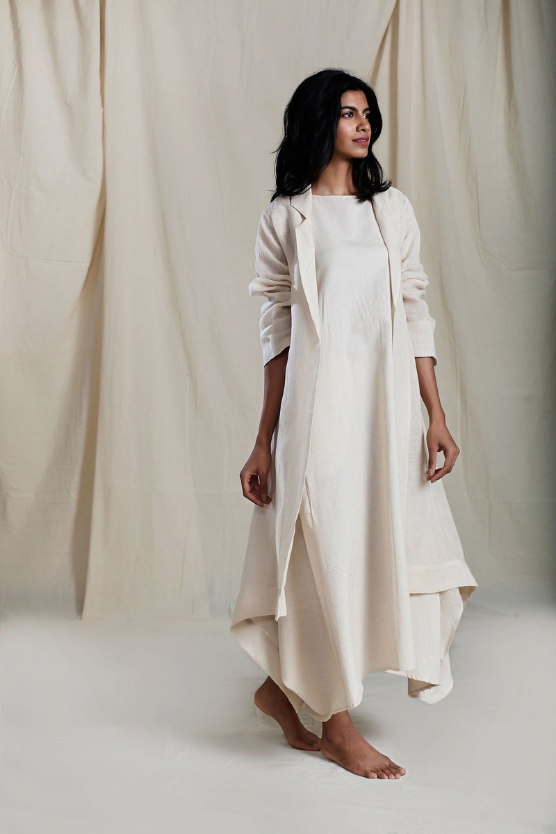 Trench Koza Aakaar Oatmeal Jacket linen Jackets & Overlays by Mati for women in Singapore