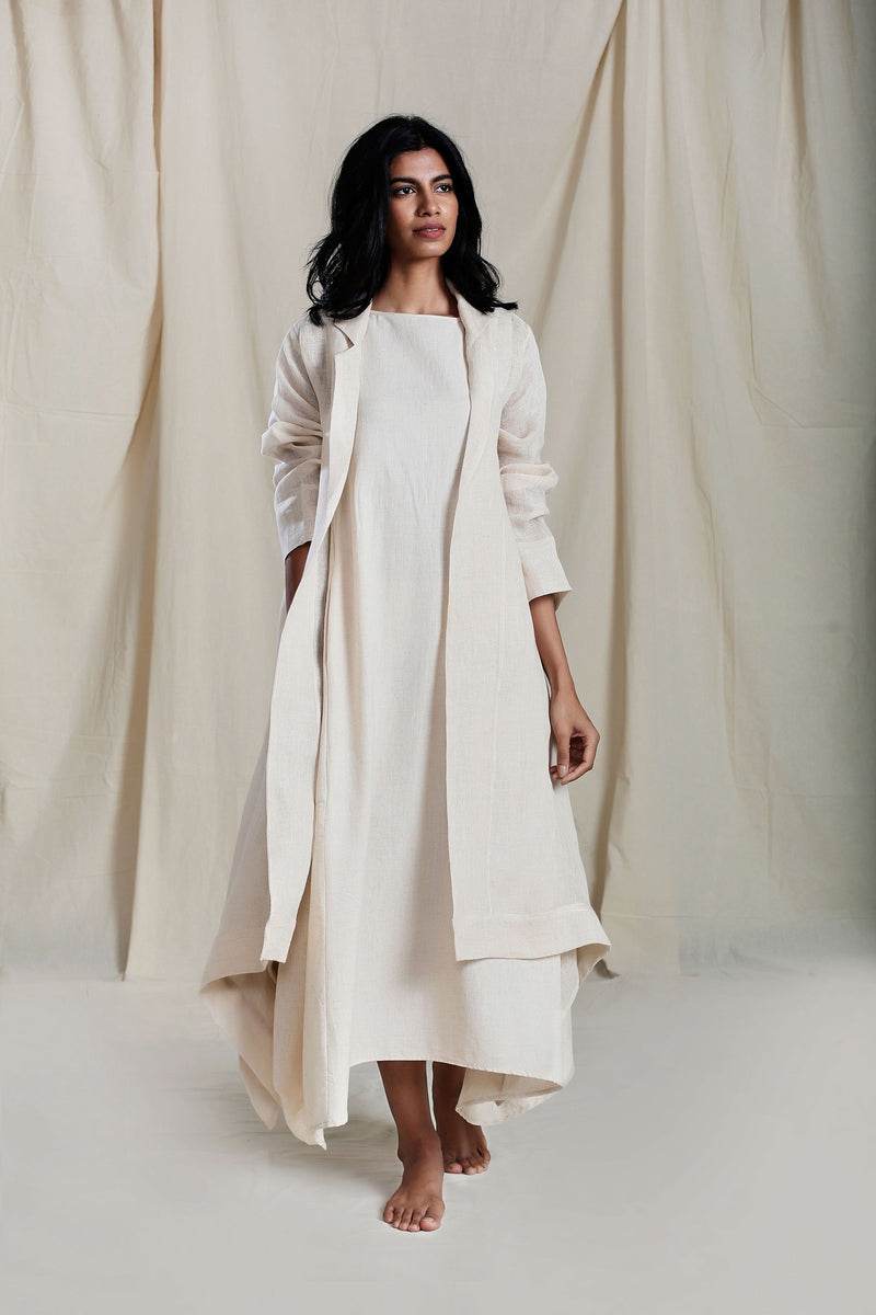 Trench Koza Aakaar Oatmeal Jacket linen Jackets & Overlays by Mati for women in Singapore
