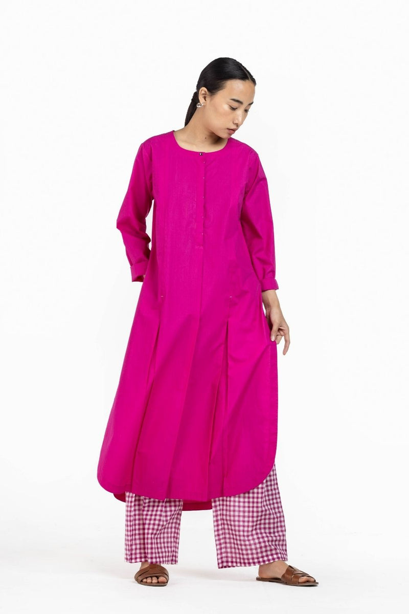 U-hem Kurta Co-ord Hot Pink Co-ord Set,Bottoms,Top & Tunics by THREE for women in Singapore