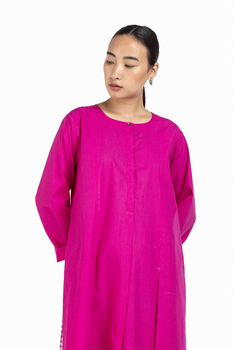 U-hem Kurta Co-ord Hot Pink Co-ord Set,Bottoms,Top & Tunics by THREE for women in Singapore