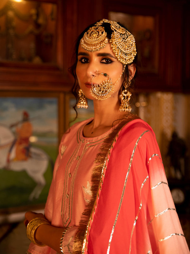 Ulfat - Gulaabi Chanderi Silk Kurta Salwar Set Ulfat - Gulaabi Chanderi Silk Kurta Salwar Set by Maison Shefali by Maison Shefali for women in Singapore