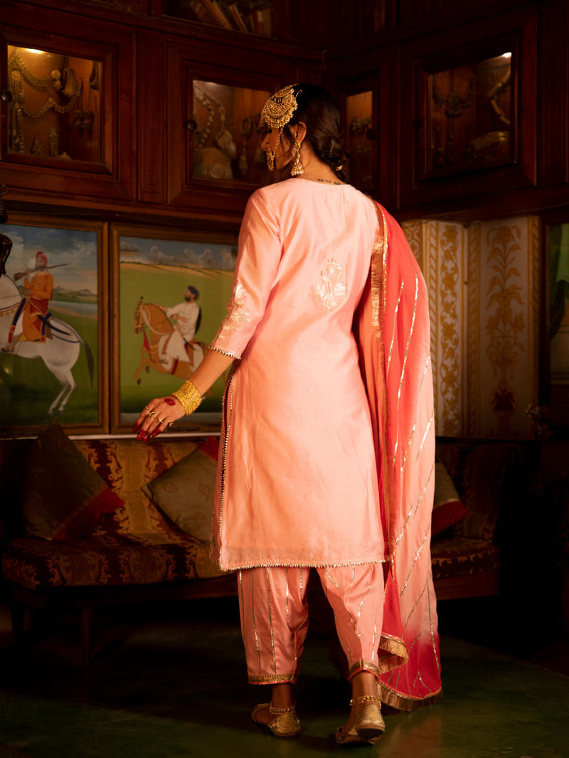 Ulfat - Gulaabi Chanderi Silk Kurta Salwar Set Ulfat - Gulaabi Chanderi Silk Kurta Salwar Set by Maison Shefali by Maison Shefali for women in Singapore