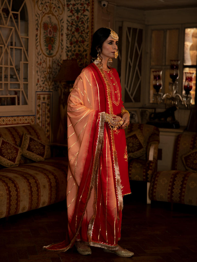 Ulfat - Gulaal Chanderi Silk Kurta Salwar Set Ulfat - Gulaal Chanderi Silk Kurta Salwar Set by Maison Shefali by Maison Shefali for women in Singapore