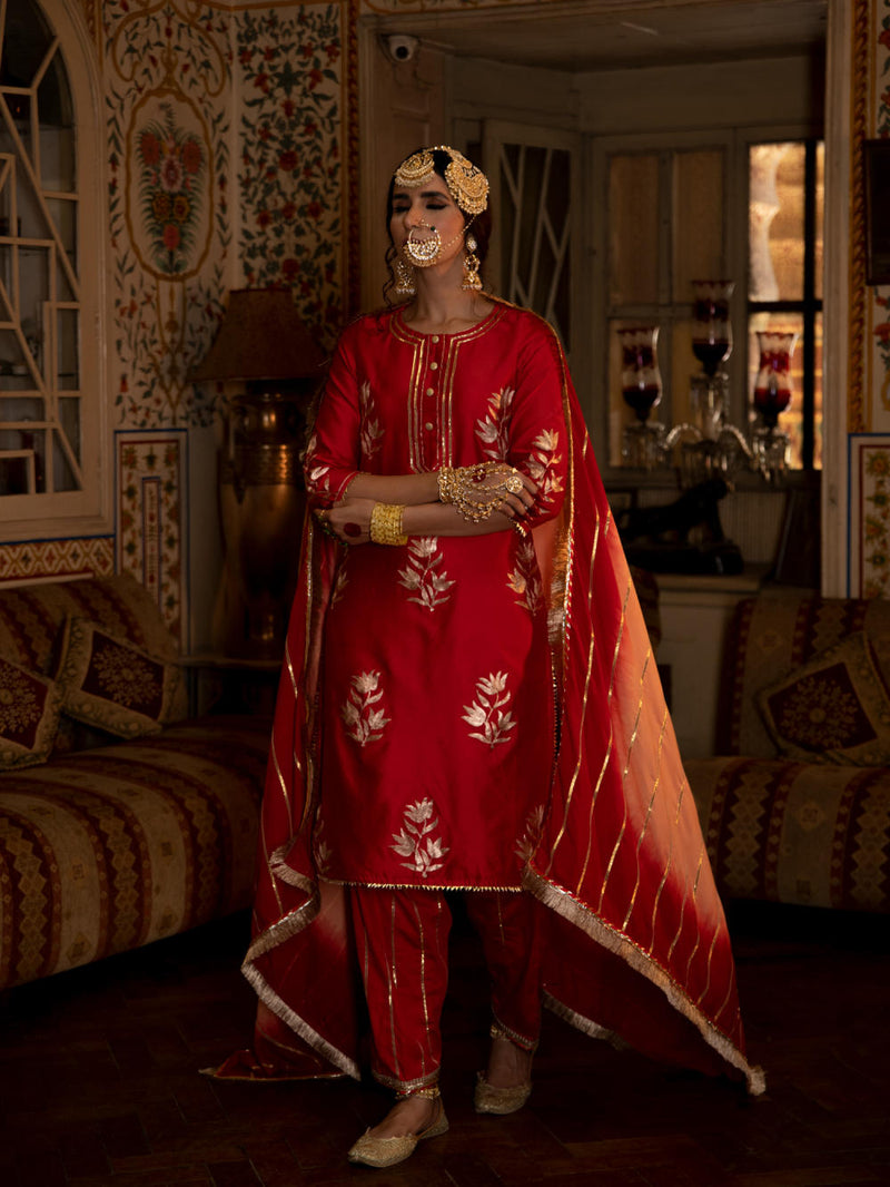 Ulfat - Gulaal Chanderi Silk Kurta Salwar Set Ulfat - Gulaal Chanderi Silk Kurta Salwar Set by Maison Shefali by Maison Shefali for women in Singapore