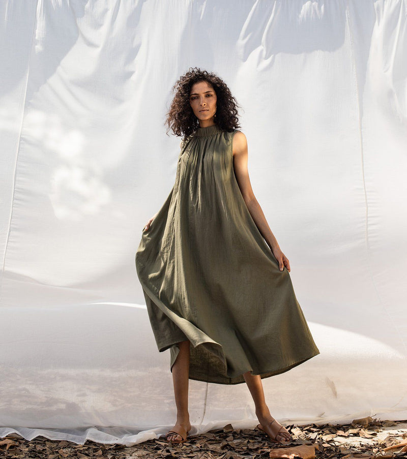 We Olive Dress by Khara Kapas for women in Singapore