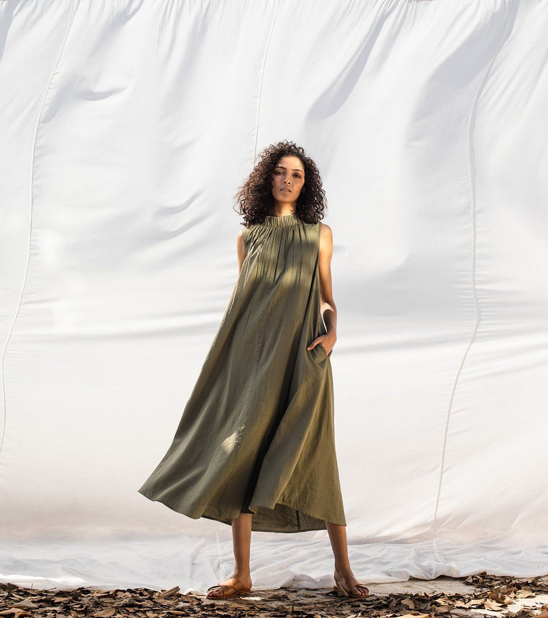 We Olive Dress by Khara Kapas for women in Singapore